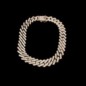 Cuban Silver Tone Chain With Full Stone Women/Men Necklace